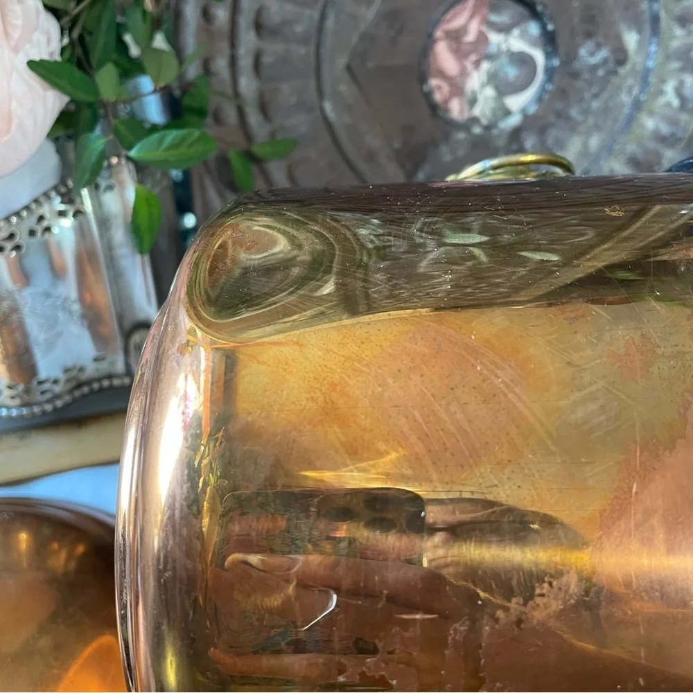 Vintage Copper Gold lions head ice bucket barware